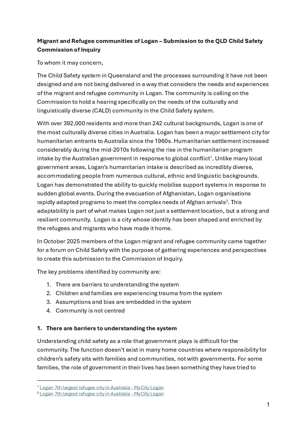 CALD Community Child Safety Submission to the QLD Commission of Inquiry